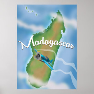 Pôster Madagascar Map viagens vintage.