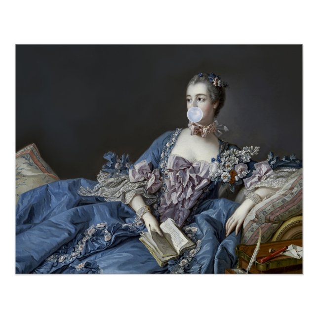 Pôster Madame de Pompadour soprando um chiclete azul (Frente)