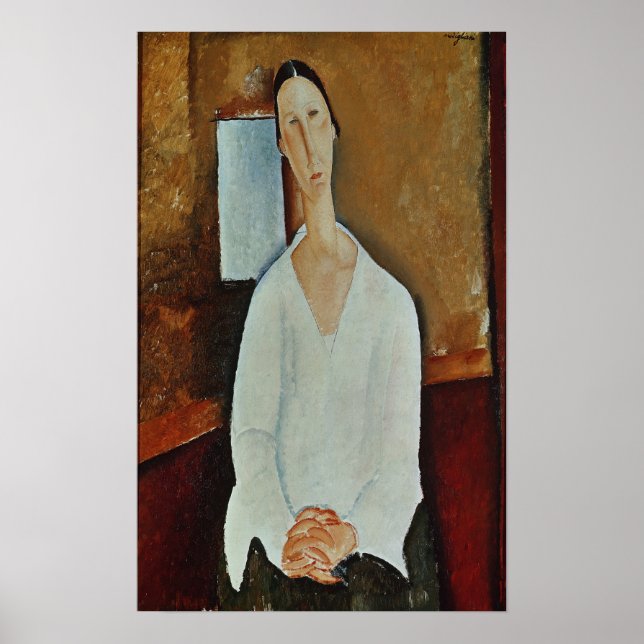 Pôster Madame Zborowska com mãos apertadas, c.1917 (Frente)