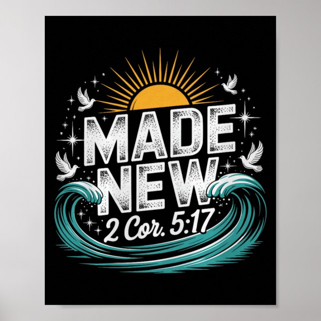 Poster Made New Baptism Shirt Christian Shirts For Youth  (Frente)