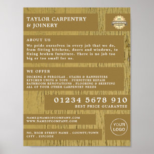 Poster Madeira amarela, carpintaria, publicidade carpinte