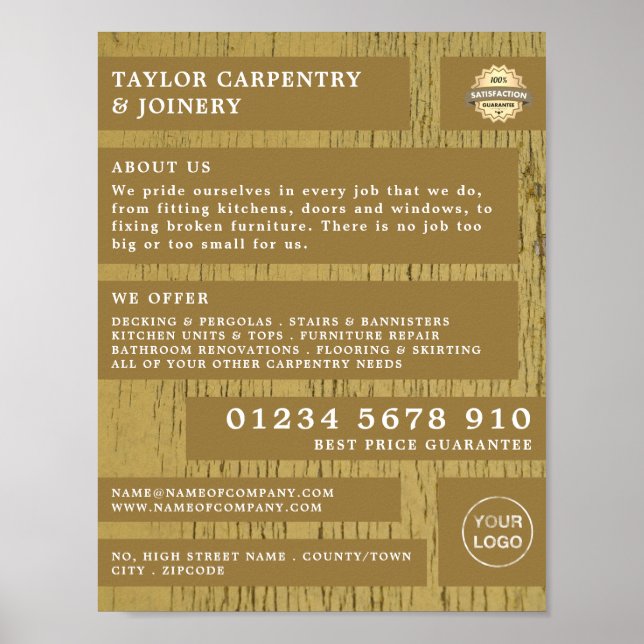 Poster Madeira amarela, carpintaria, publicidade carpinte (Frente)