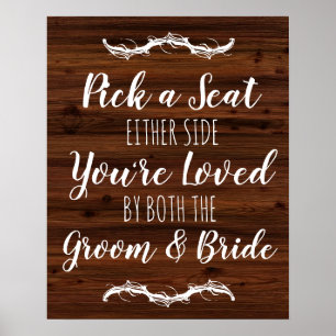 Poster Madeira de fake de casamento Escolher um sinal de