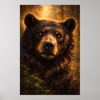 Poster Madeira Dourada | Arte de Vida Selvagem de Urso | 