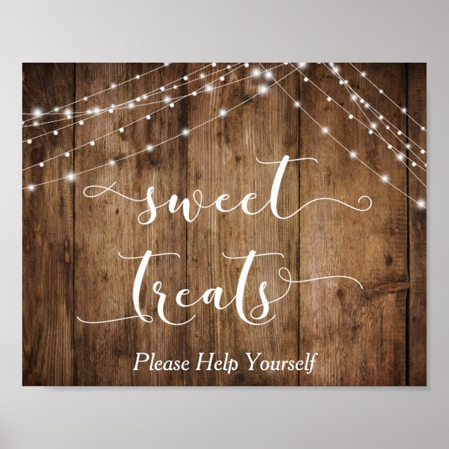 Poster Madeira e Luzes Doce Ameaça Sinal de Sobremesa de  (Frente)