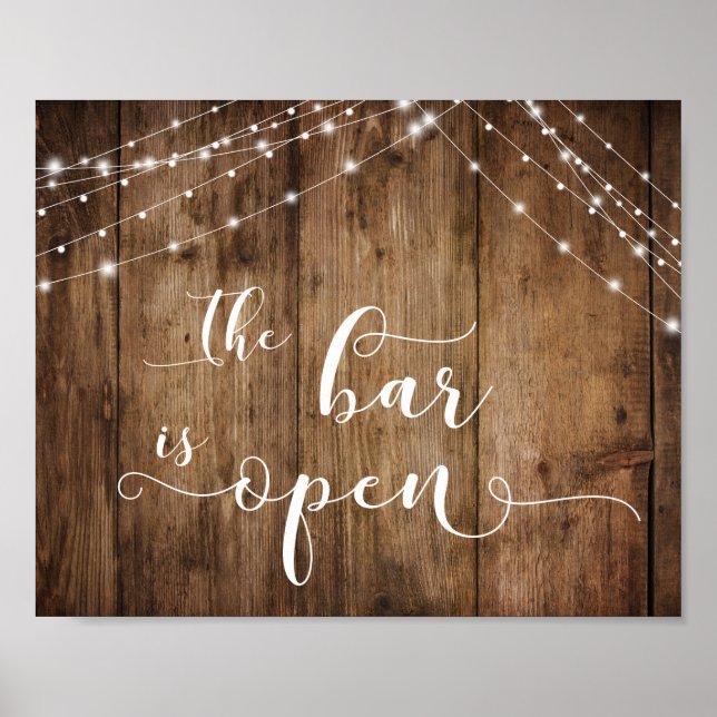 Poster Madeira e luzes O Bar é sinal de recepção aberto (Frente)