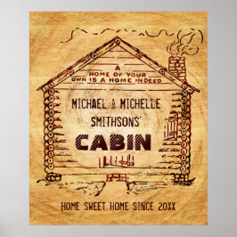 Pôster Madeira Faux Personalizada de Cabina de Log