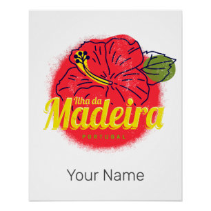 Pôster Madeira Hibiscus Fllower Island Portugal Souvenir