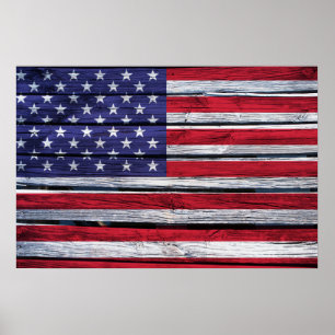 Pôster Madeira rústica da bandeira americana