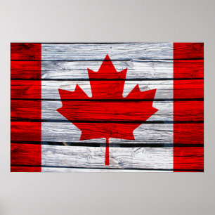 Poster Madeira rústica da bandeira canadense