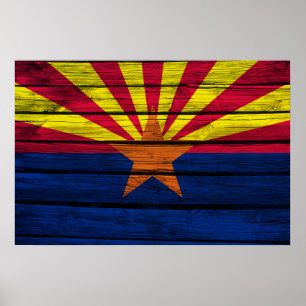 Poster Madeira rústica da bandeira da arizona