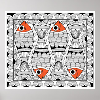 Pôster Madhubani 4 Fish