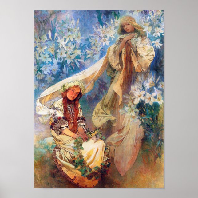 Poster Madona da Lily, Mucha (Frente)