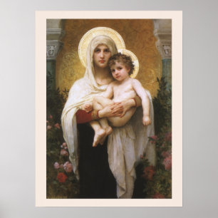 Pôster Madona das Rosas de Bouguereau