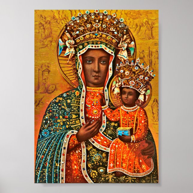 Poster Madona de Czestochowa Mary Católica Polonesa (Frente)