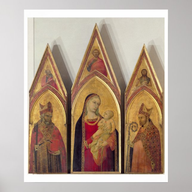 Poster Madona e Menino com os SS. Nicolau e Proculus, (Frente)