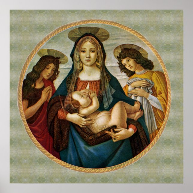 Poster Madona e Menino de Botticelli (Frente)
