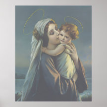 Madona e Menino Jesus Cartaz de Arte Impresso Vint
