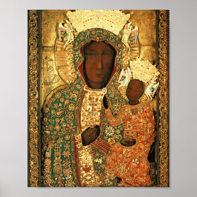 Poster Madona Negra e Criança Nossa Senhora de Czestochow (Frente)