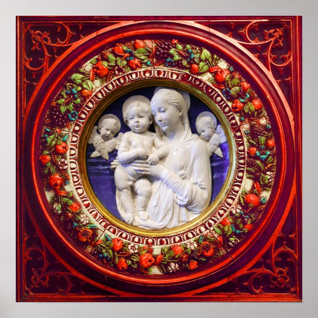 PÔSTER MADONNA COM CRIANÇAS, ANGELAS RENAISSANCE FLORAL C (Frente)