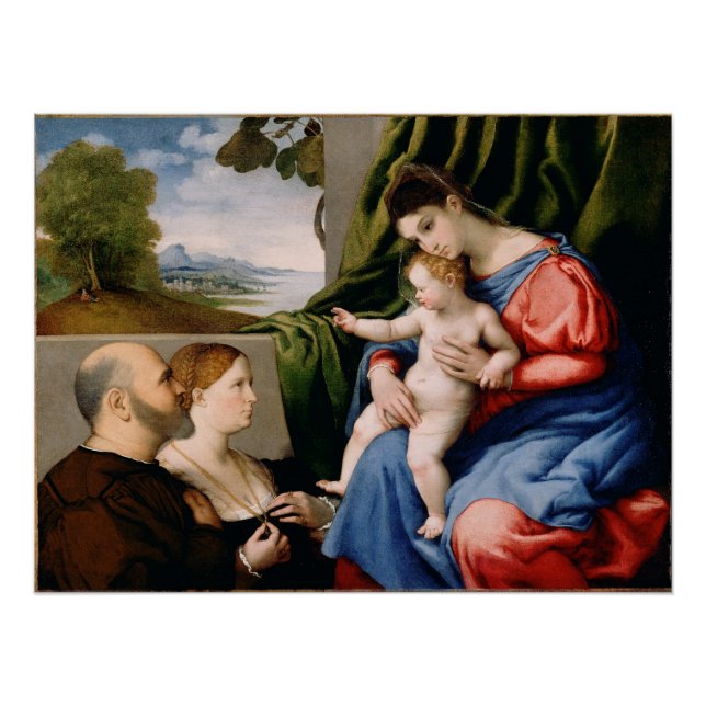 Pôster Madonna e Child com o Santo da Criança John (Frente)