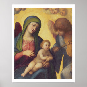 Poster Madonna e criança com anjos c.1510-15 (óleo no p