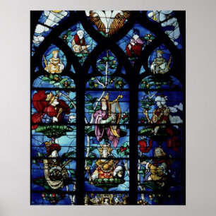 Poster Madonna e criança com anjos e reflec dos retratos