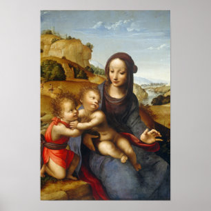 Poster Madonna e criança com o St John infantil