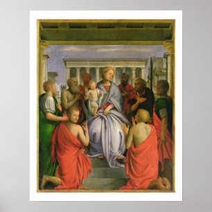 Pôster Madonna e criança com oito santos, 1520s (têmper