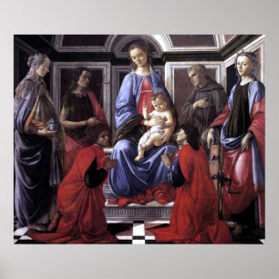 Poster Madonna e Criança com Seis Santos - Botticelli