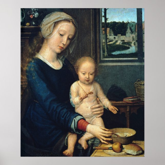 Poster Madonna e Criança com Sopa de Leite - Gerard David (Frente)
