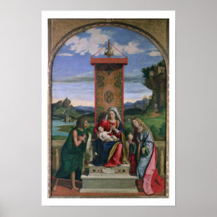 Poster Madonna e criança com St John o baptista e mães