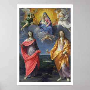 Poster Madonna e criança com St. Lucy e Maria Madalena