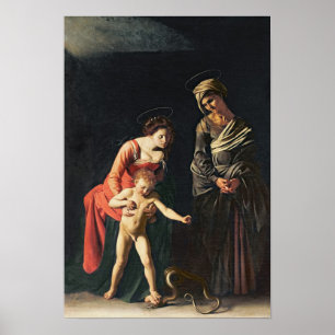 Poster Madonna e criança com uma serpente, 1605