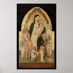 Poster Madonna e criança Enthroned