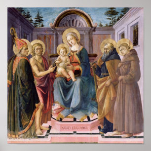 Poster Madonna e criança Enthroned com SS