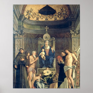 Pôster Madonna e criança Enthroned entre SS. Francis, J