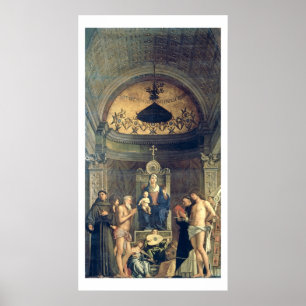 Pôster Madonna e criança Enthroned entre SS. Francis, J