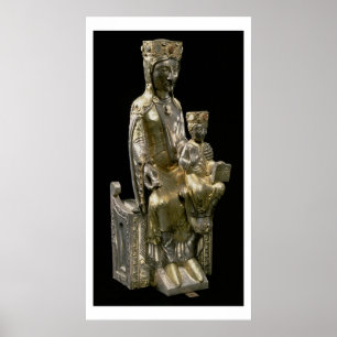 Pôster Madonna e criança Enthroned, estatueta, francês,