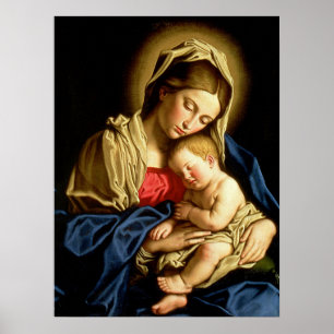 Poster Madonna e criança Jesus - Sassoferrato