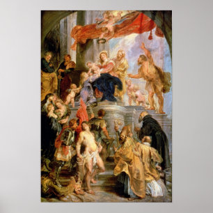 Poster Madonna Enthroned com criança