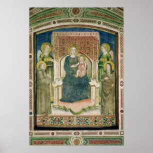 Pôster Madonna Enthroned com o St Francis de Assisi