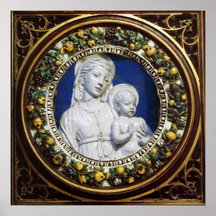 PÔSTER MADONNA WITH CHILD RENAISSANCE FLORAL CROWN