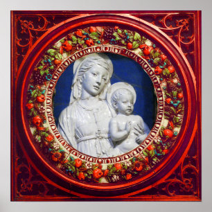 PÔSTER MADONNA WITH CHILD RENAISSANCE FLORAL CROWN