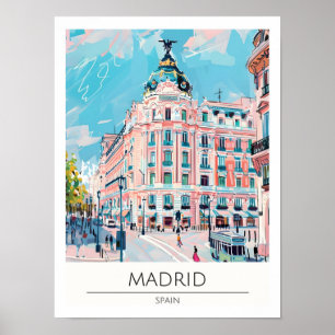 Poster Madrid Espanha Ilustração de Arte Viagem