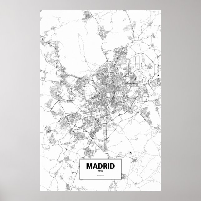 Poster Madrid, Espanha (preto a branco) (Frente)
