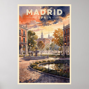 Poster Madrid Espanha Viagem Vintage