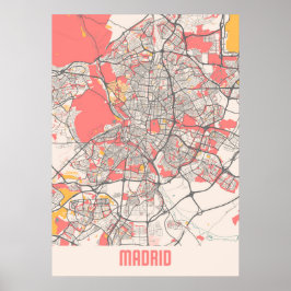 Poster Madrid - Mapa da Cidade do Chalk Espanha