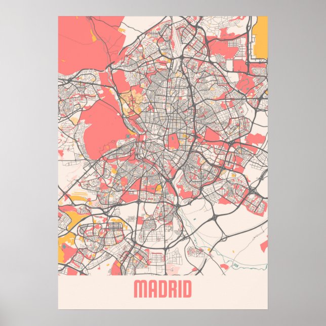 Poster Madrid - Mapa da Cidade do Chalk Espanha (Frente)