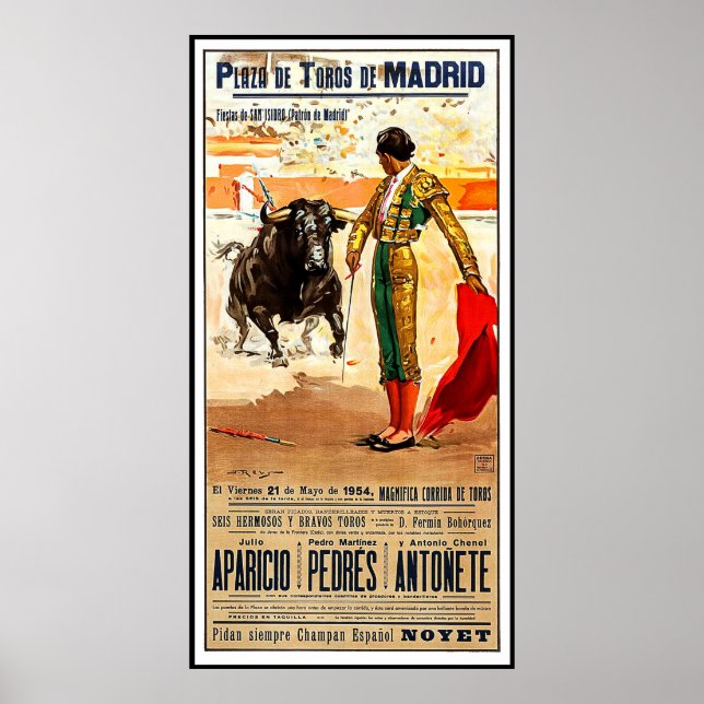 Poster Madrid, Praça de touros, Espanha, tourada (Frente)